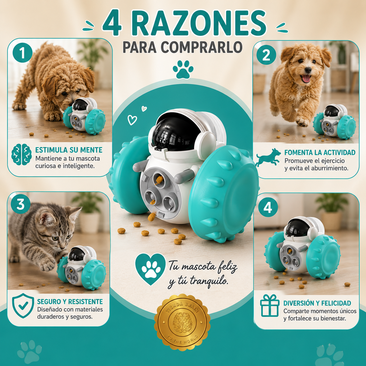 TreatFun™ 🎉🐾🦴Juguete Perro Dispensador De Alimento⭐⭐⭐⭐⭐