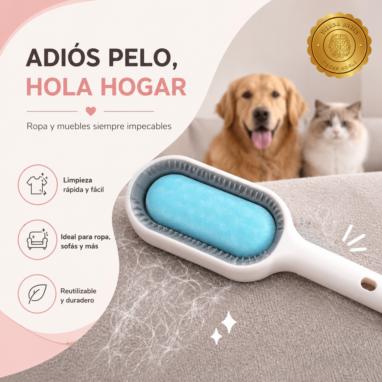 FluffAway™ 🐾🧼🐕CEPILLO ELIMINA PELUSAS Y PEINA MASCOTAS⭐⭐⭐⭐⭐