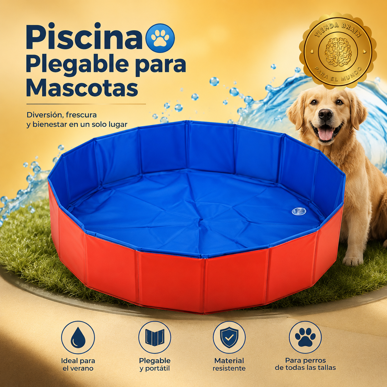 SplashPaw™ 🐶💦🏖️Piscina Resistente para Perros 80x20 cm⭐⭐⭐⭐⭐