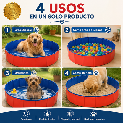 SplashPaw™ 🐶💦🏖️Piscina Resistente para Perros 80x20 cm⭐⭐⭐⭐⭐