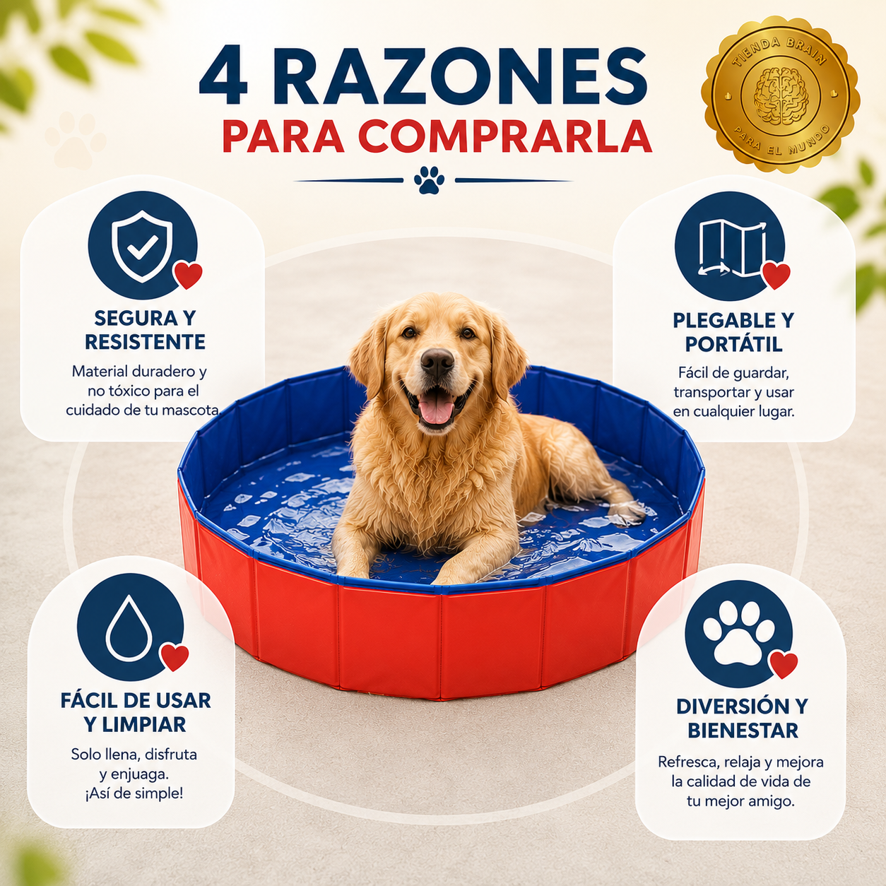 SplashPaw™ 🐶💦🏖️Piscina Resistente para Perros 80x20 cm⭐⭐⭐⭐⭐