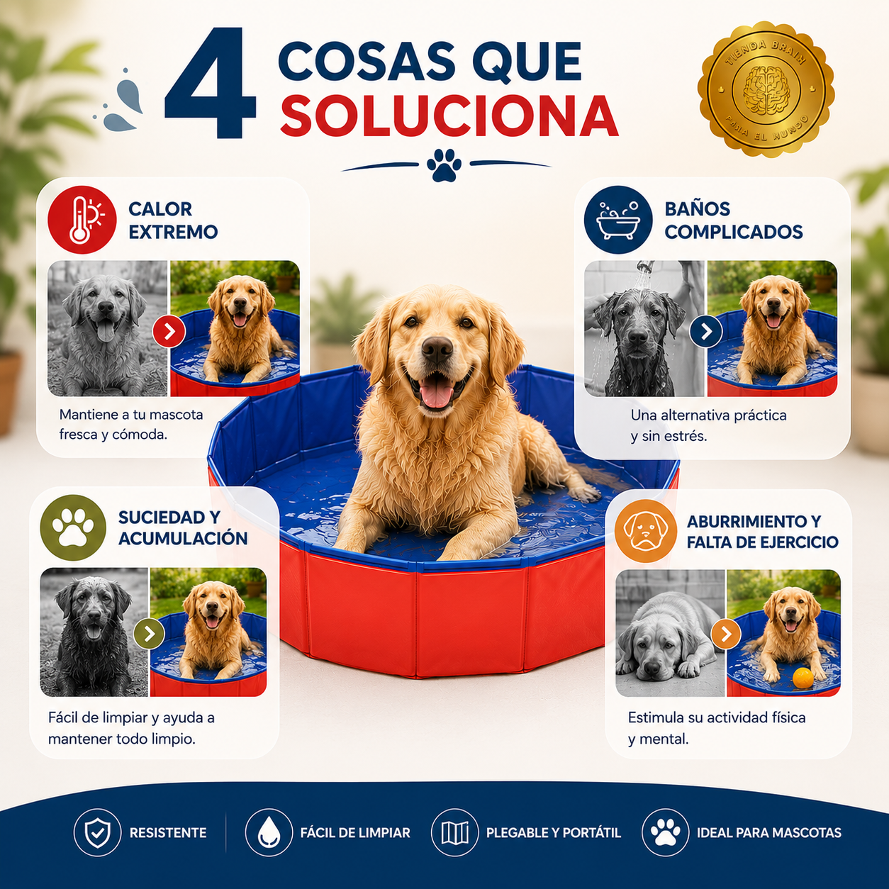 SplashPaw™ 🐶💦🏖️Piscina Resistente para Perros 80x20 cm⭐⭐⭐⭐⭐