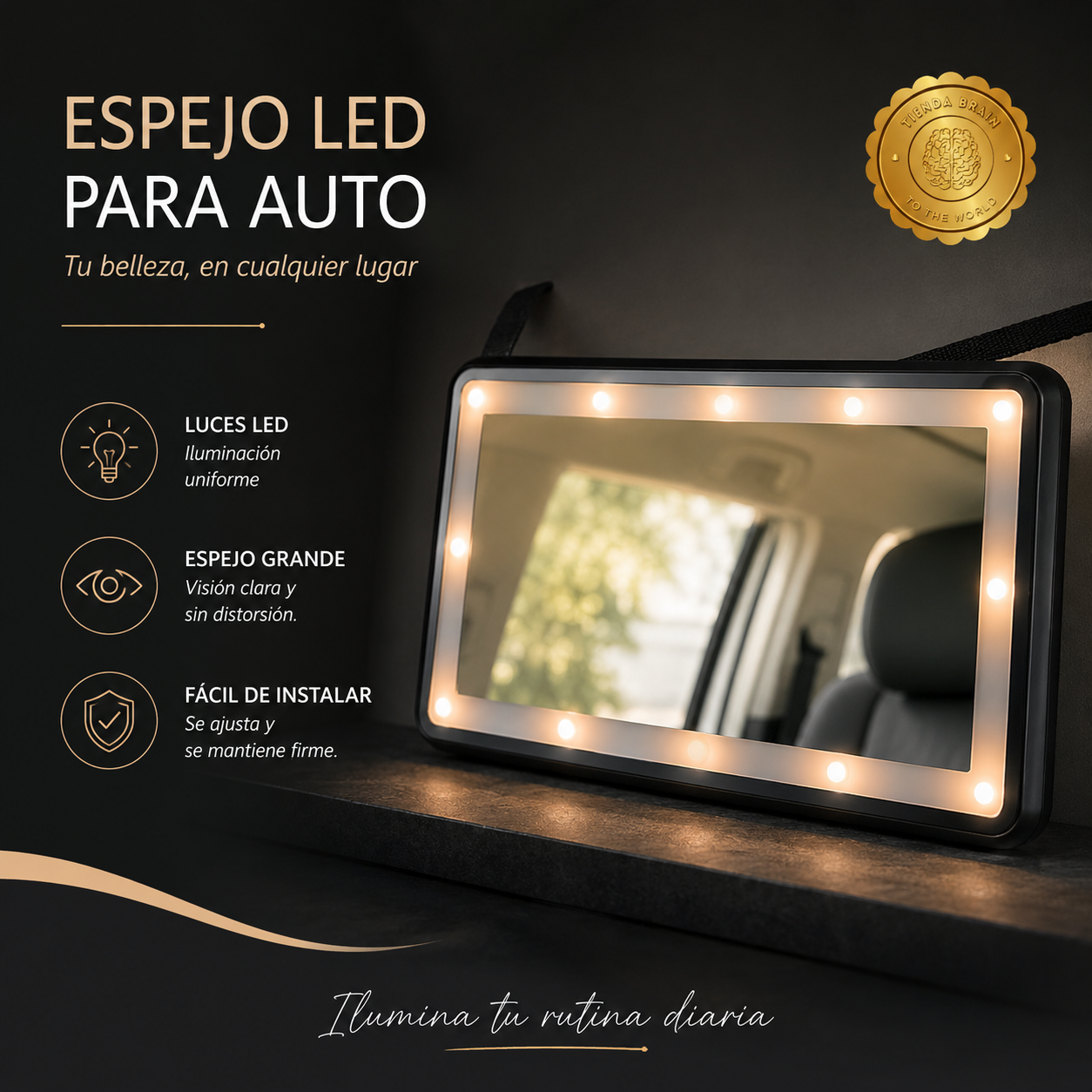 🚗💡 AutoMirror™: Espejo LED para Auto 🌟✨⭐⭐⭐⭐⭐