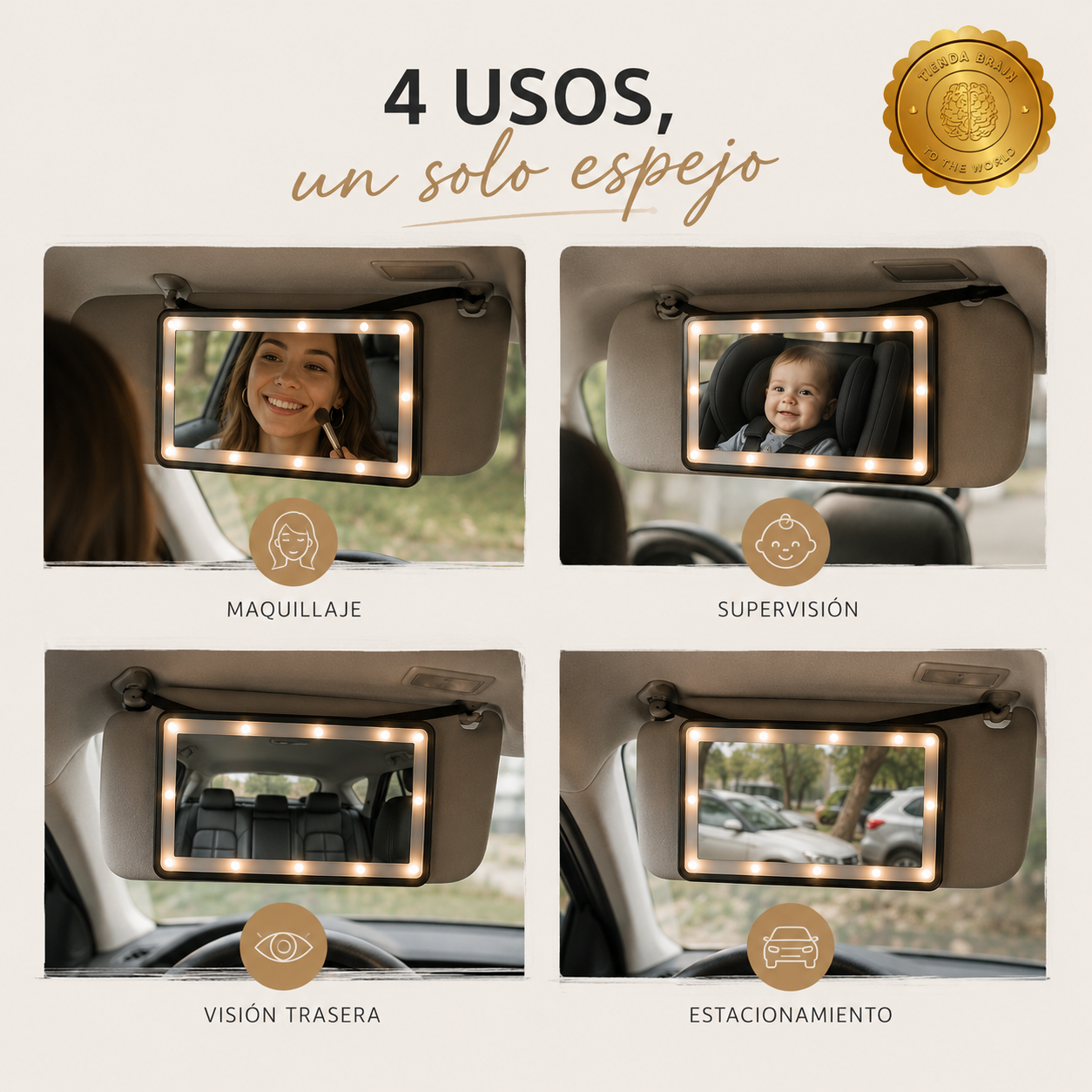 🚗💡 AutoMirror™: Espejo LED para Auto 🌟✨⭐⭐⭐⭐⭐