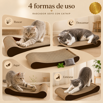 CatLounge™ 😺🛏️💚Rascador Tipo Sofa Para Gatos Con Catnip⭐⭐⭐⭐⭐