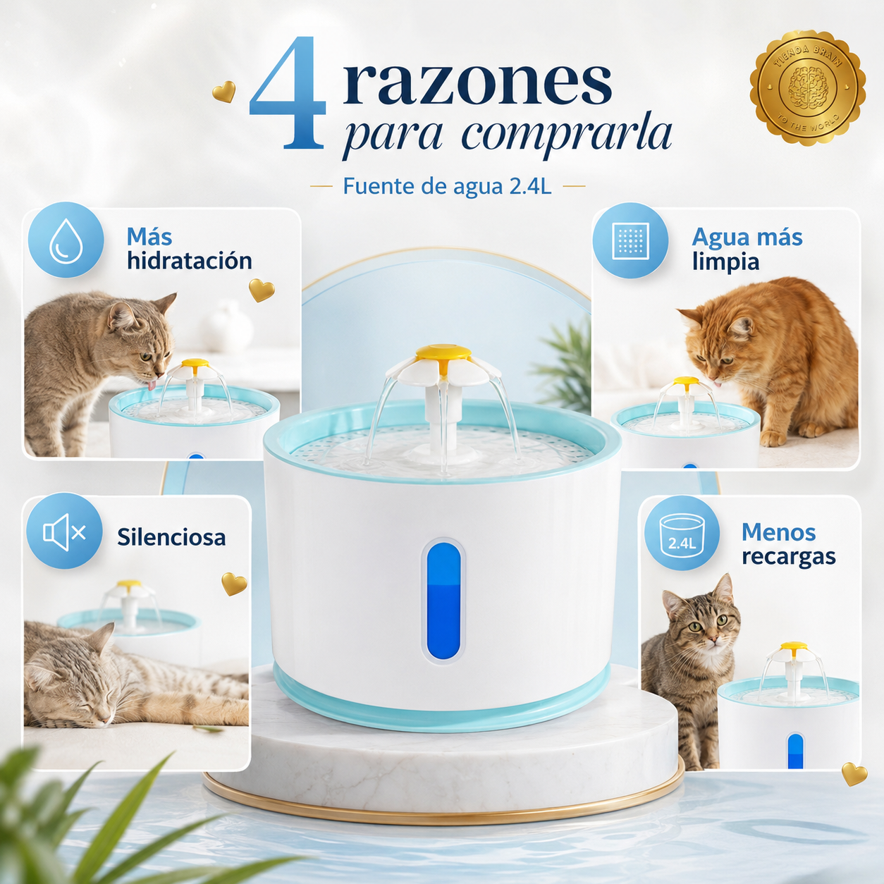 DrinkCircle™ 🔄🐶🐱Fuente de Agua Electrica Redonda⭐⭐⭐⭐⭐