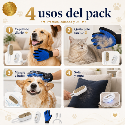 PetGlove Duo™🐶🛁Pack Guante Para Mascota +Cepillo⭐⭐⭐⭐⭐