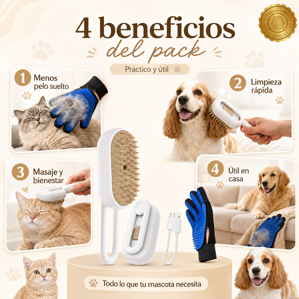 PetGlove Duo™🐶🛁Pack Guante Para Mascota +Cepillo⭐⭐⭐⭐⭐