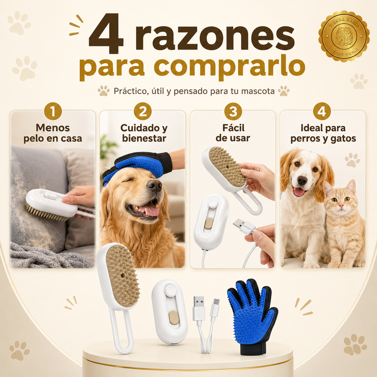 PetGlove Duo™🐶🛁Pack Guante Para Mascota +Cepillo⭐⭐⭐⭐⭐