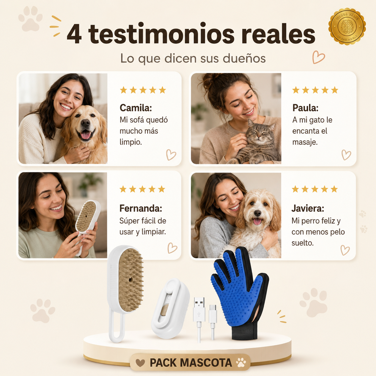 PetGlove Duo™🐶🛁Pack Guante Para Mascota +Cepillo⭐⭐⭐⭐⭐