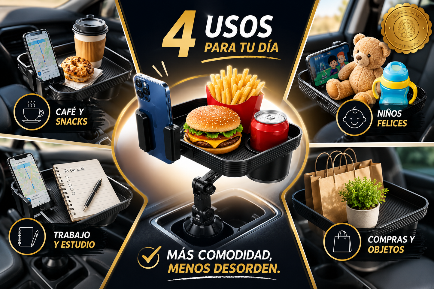 🚗✨ CarTray™: Bandeja para Vehículos 🍔🛣️ ⭐⭐⭐⭐⭐