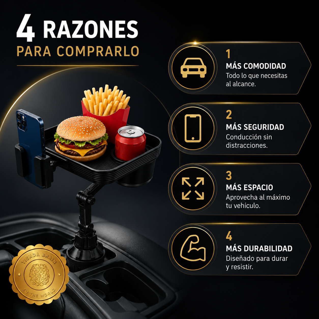 🚗✨ CarTray™: Bandeja para Vehículos 🍔🛣️ ⭐⭐⭐⭐⭐