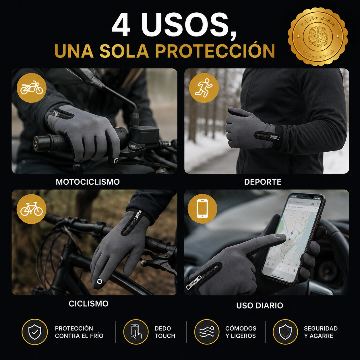 GloveShield™ 🧤🛡️Guantes Moto Ciclismo Protección Frio ⭐⭐⭐⭐⭐
