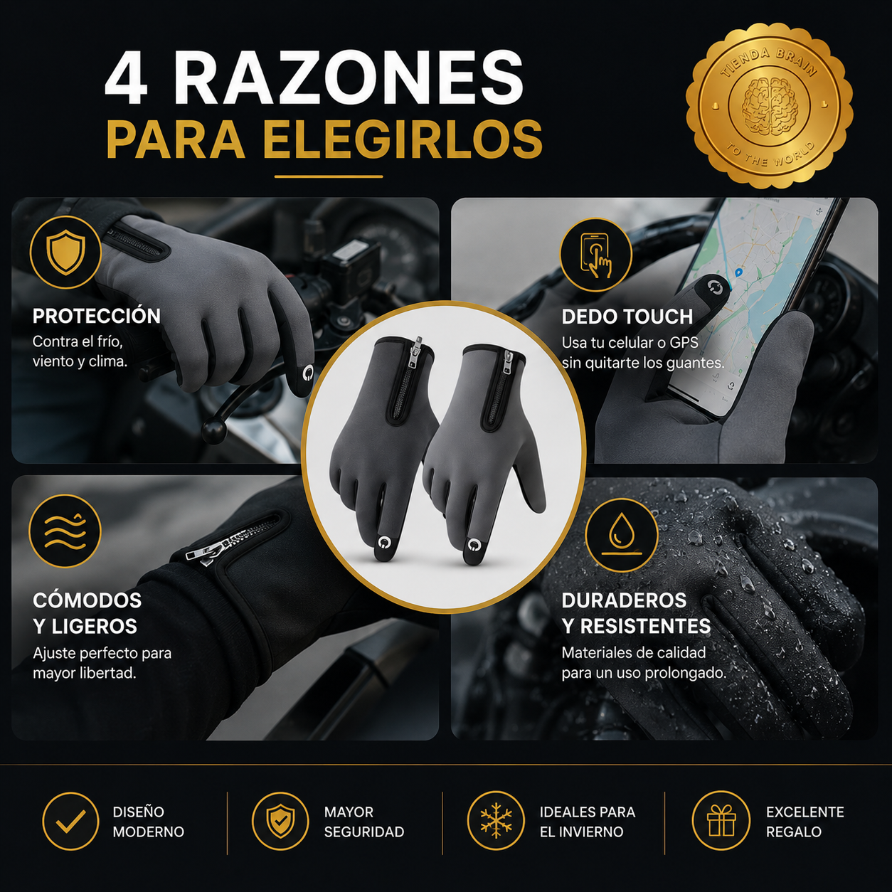 GloveShield™ 🧤🛡️Guantes Moto Ciclismo Protección Frio ⭐⭐⭐⭐⭐