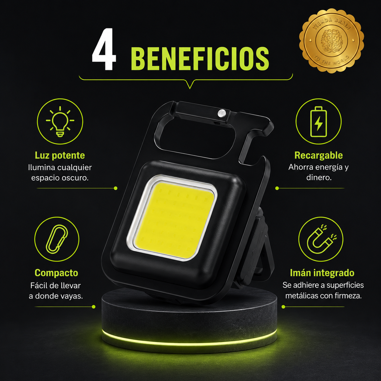 MultiTorch™ 🔦🔋🍻Linterna Led Recargable Destapador Ganch⭐⭐⭐⭐⭐