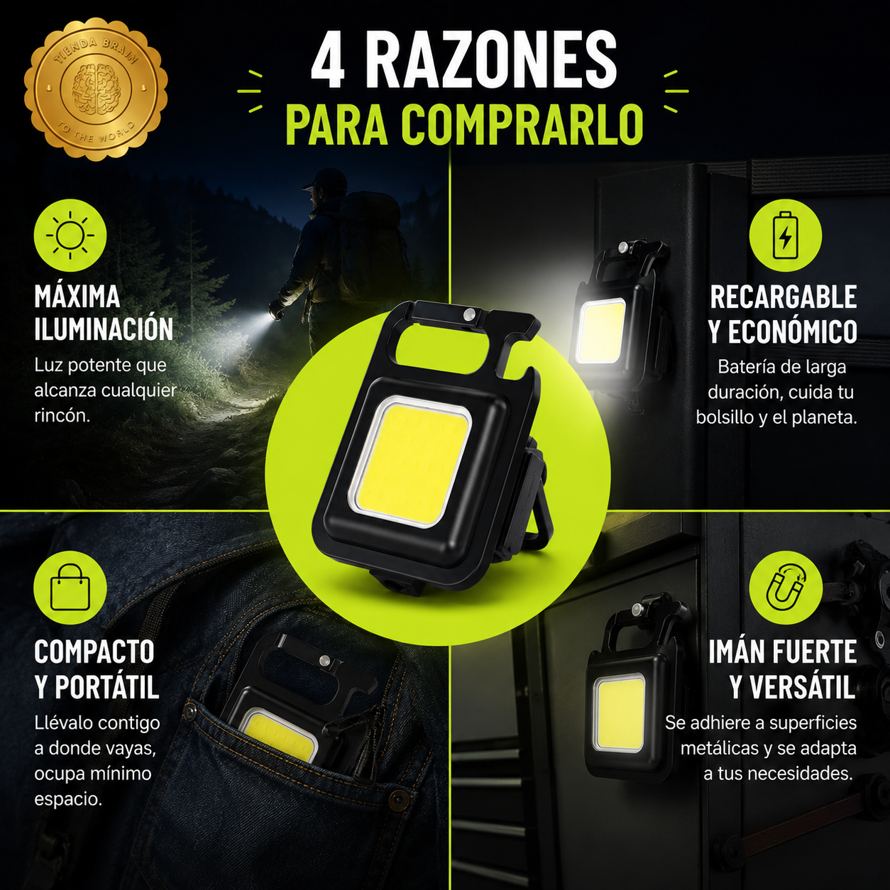 MultiTorch™ 🔦🔋🍻Linterna Led Recargable Destapador Ganch⭐⭐⭐⭐⭐