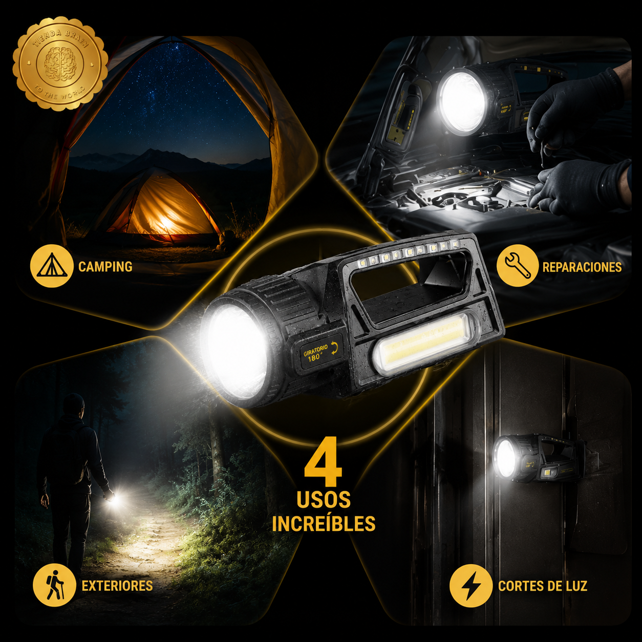 🔦🌞 SolarBeam™: Linterna Lámpara LED Recargable 🌿💡⭐⭐⭐⭐⭐