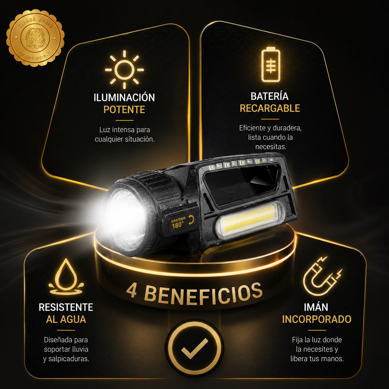 🔦🌞 SolarBeam™: Linterna Lámpara LED Recargable 🌿💡⭐⭐⭐⭐⭐