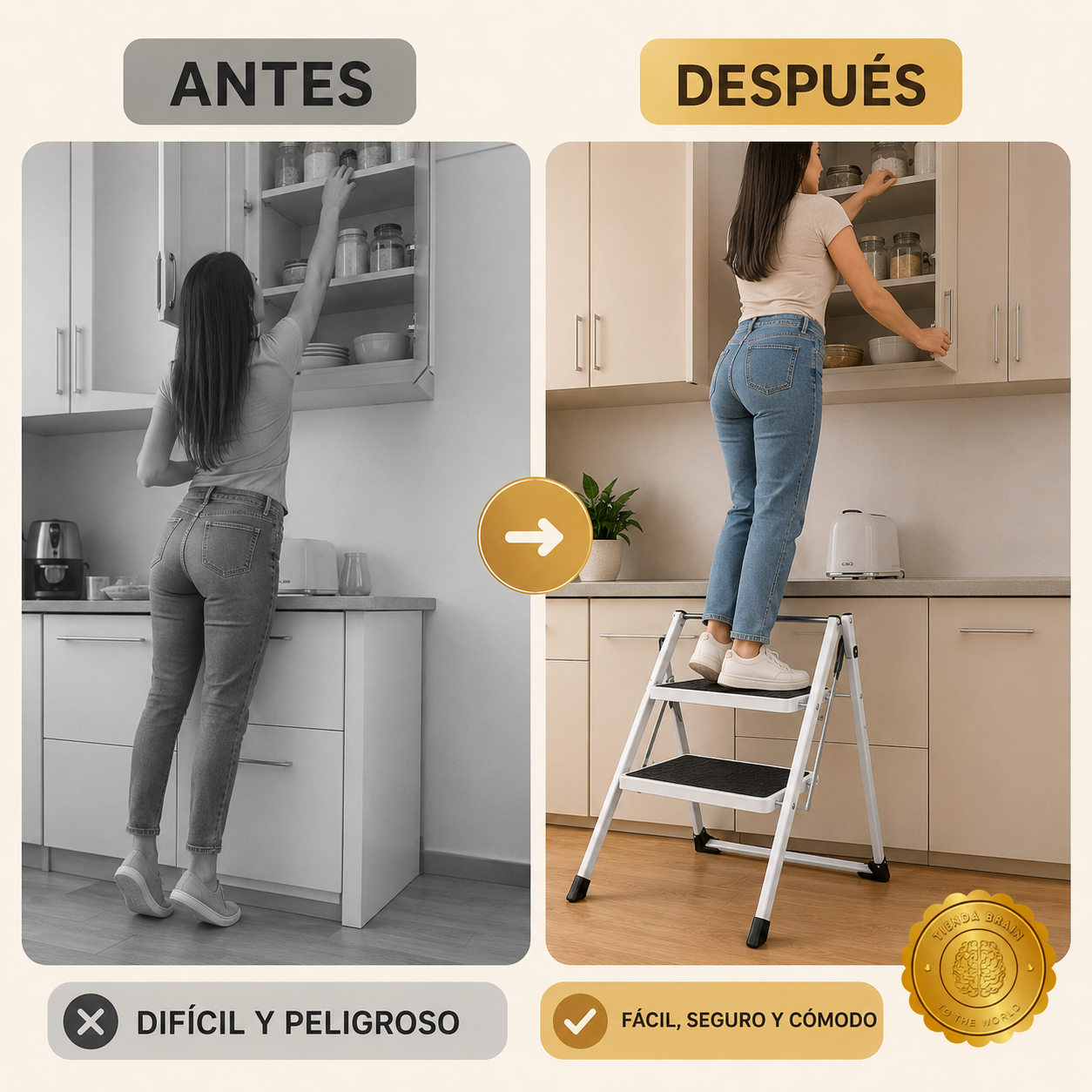 FlexiLadder™ 🛠️⬆️Escalera Multiuso Plegable 2 Peldaños ⭐⭐⭐⭐⭐