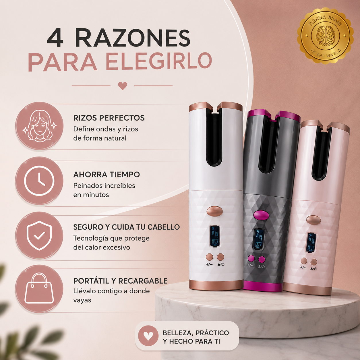 FlexiCurl™ 💇‍♀️🔌Rizador Automatico Inalambrico ElecUsb⭐⭐⭐⭐⭐