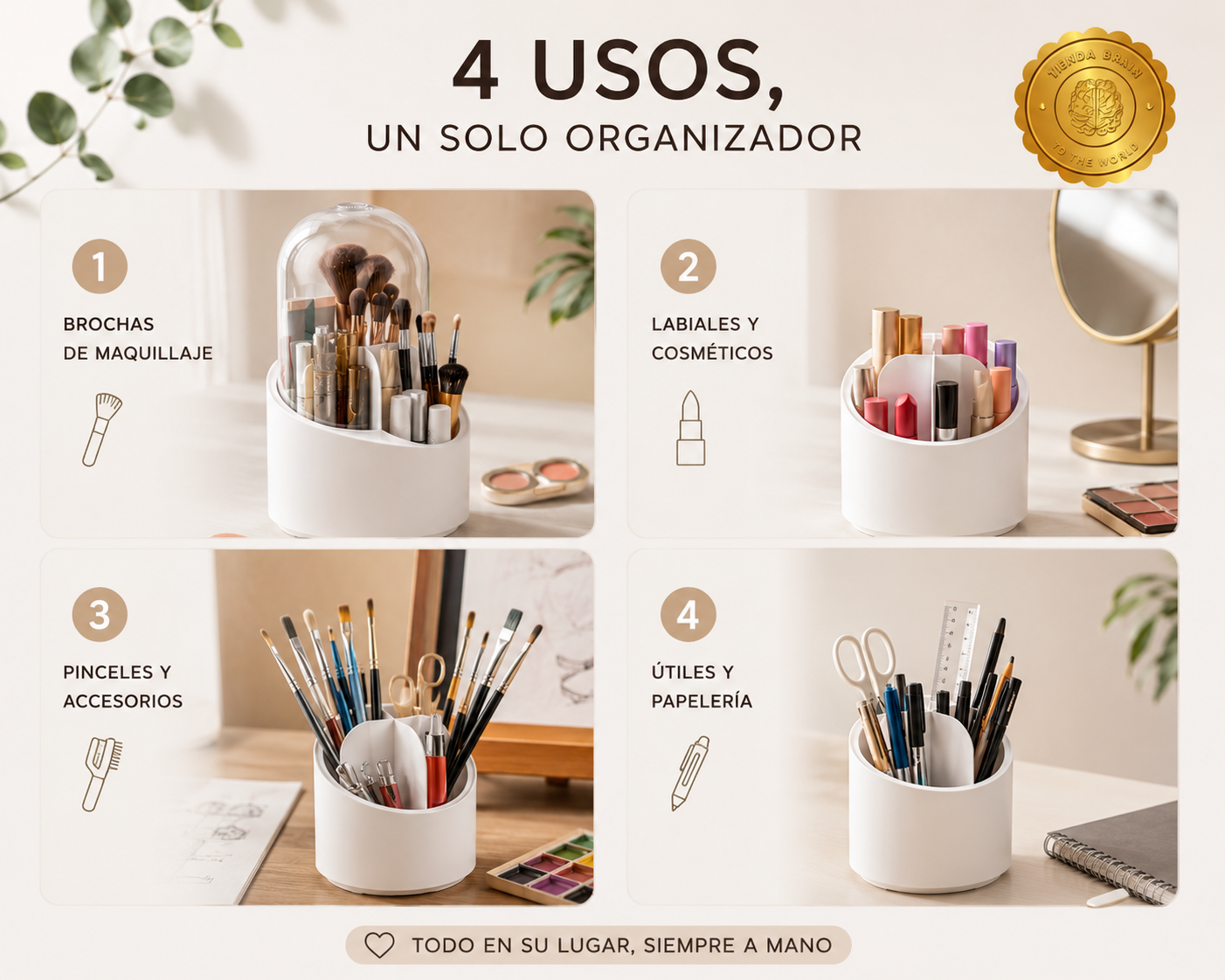 BeautyTurn™ 💋🌀Organizador brochas de maquillaje 360⭐⭐⭐⭐⭐