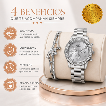 DivinaHora™ 💖⏳Set Reloj Clásico+ Pulsera Para Mujer⭐⭐⭐⭐⭐