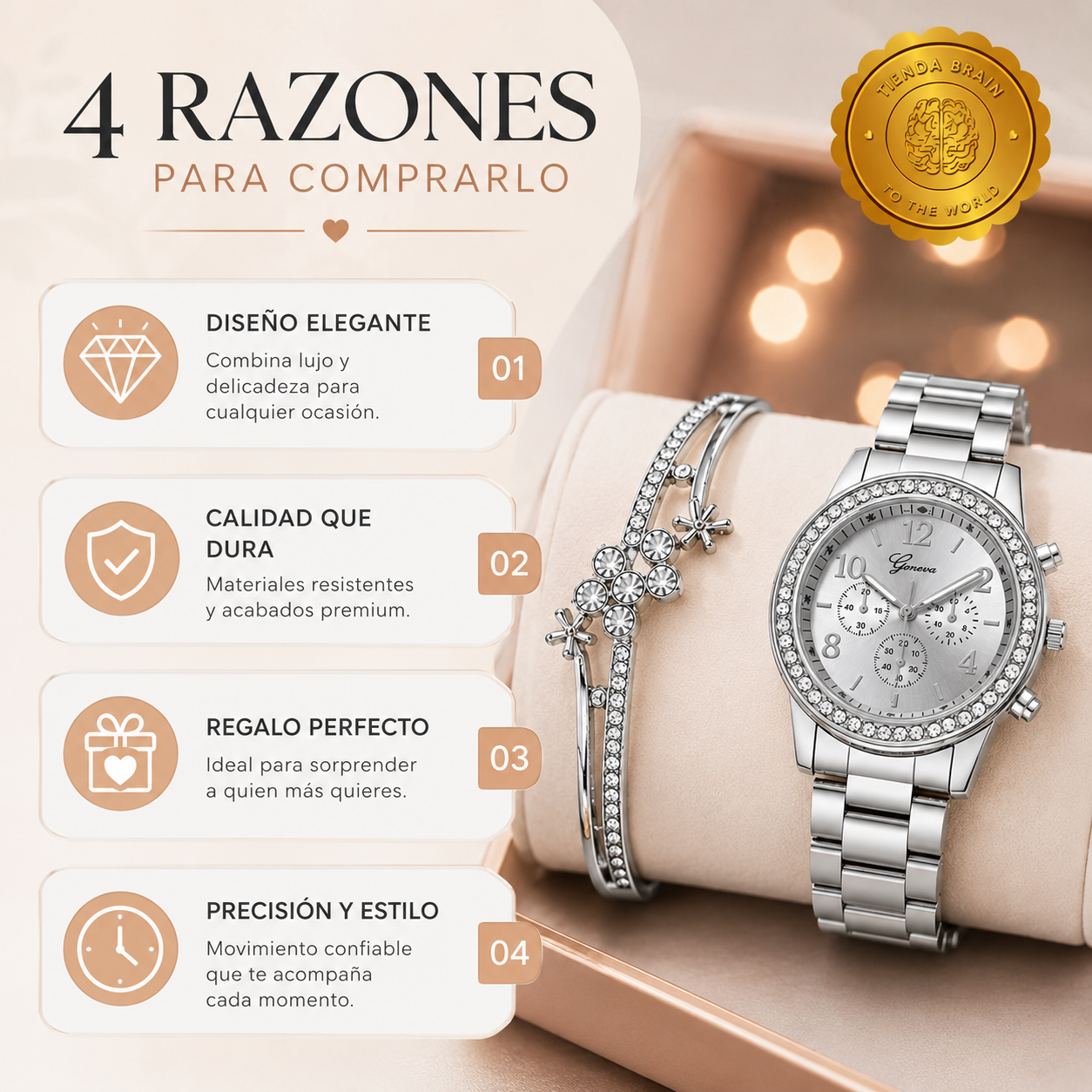 DivinaHora™ 💖⏳Set Reloj Clásico+ Pulsera Para Mujer⭐⭐⭐⭐⭐