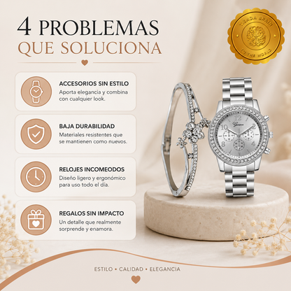 DivinaHora™ 💖⏳Set Reloj Clásico+ Pulsera Para Mujer⭐⭐⭐⭐⭐