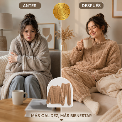 WarmTrend™ 🔥🧥L - Pijama Conjunto Invierno Mujer Trenz ⭐⭐⭐⭐⭐