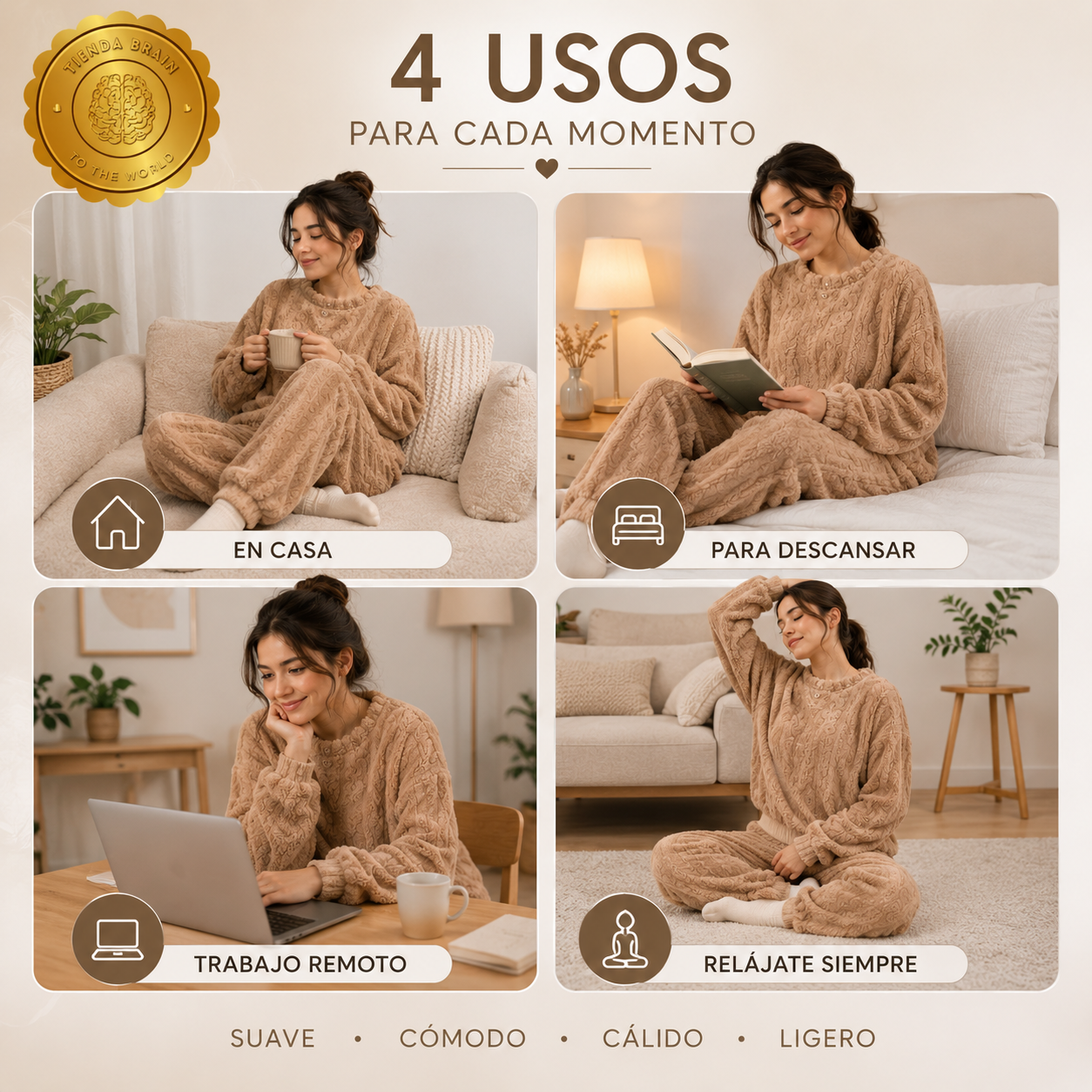 WarmTrend™ 🔥🧥L - Pijama Conjunto Invierno Mujer Trenz ⭐⭐⭐⭐⭐