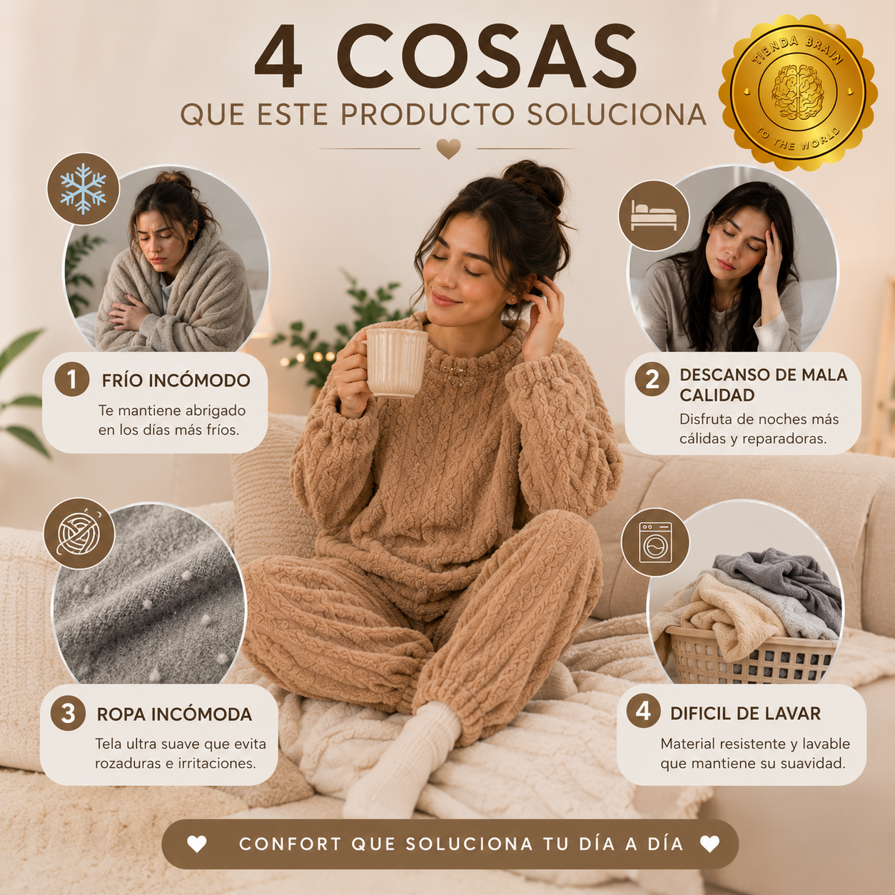 WarmTrend™ 🔥🧥L - Pijama Conjunto Invierno Mujer Trenz ⭐⭐⭐⭐⭐