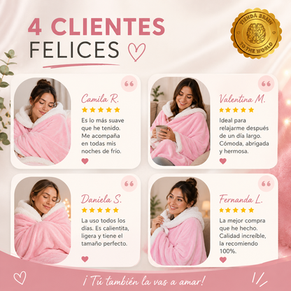 CosyHug™ 🤗🧥Abrigo Polar Rosa con Mangas y Bolsillo⭐⭐⭐⭐⭐
