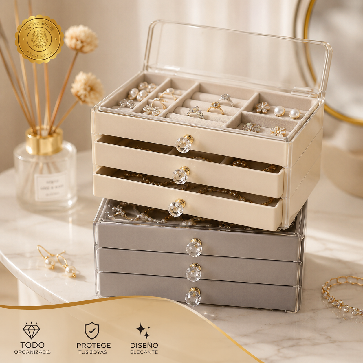 GlamTower™ 👑📦💫Joyero 3 Pisos⭐⭐⭐⭐⭐