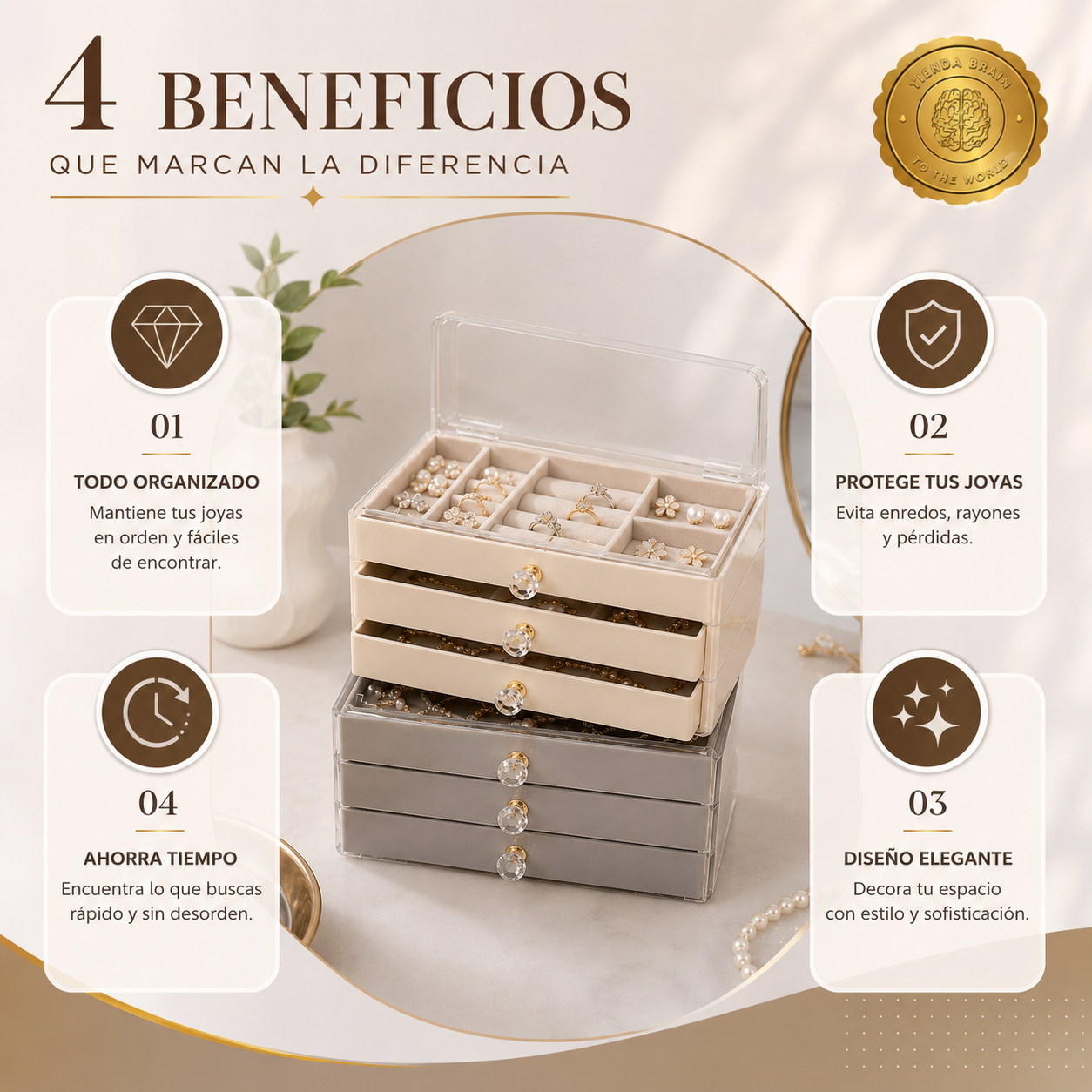 GlamTower™ 👑📦💫Joyero 3 Pisos⭐⭐⭐⭐⭐