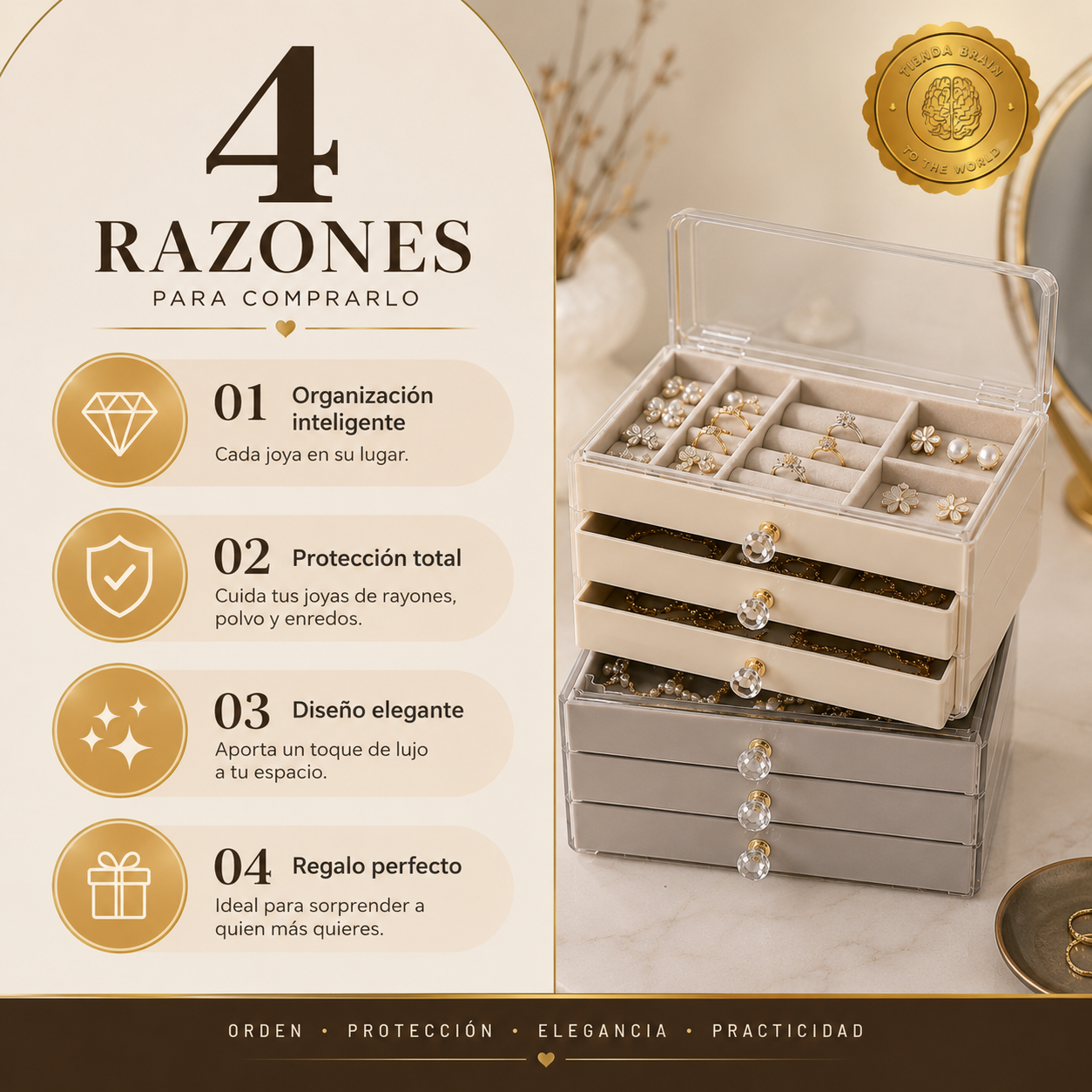 GlamTower™ 👑📦💫Joyero 3 Pisos⭐⭐⭐⭐⭐