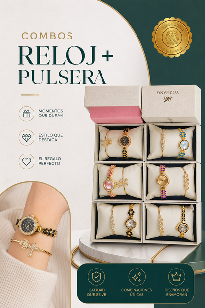 LuxeBelleza™💐⌚️📿Set Reloj De Lujo Dama +Pulsera⭐⭐⭐⭐⭐