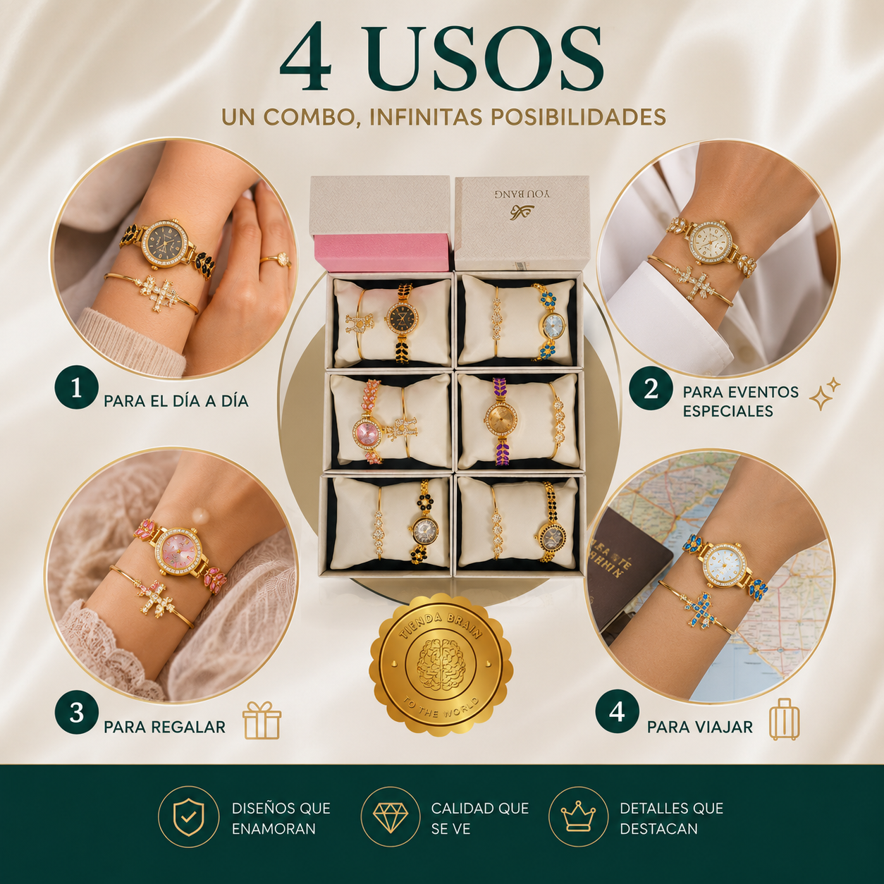 LuxeBelleza™💐⌚️📿Set Reloj De Lujo Dama +Pulsera⭐⭐⭐⭐⭐