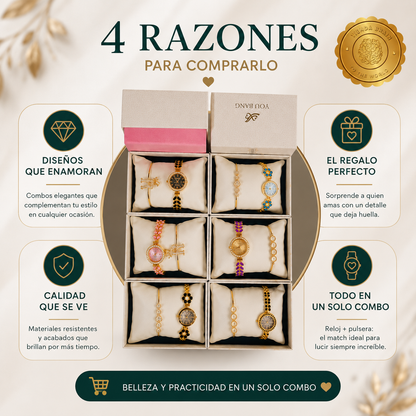 LuxeBelleza™💐⌚️📿Set Reloj De Lujo Dama +Pulsera⭐⭐⭐⭐⭐