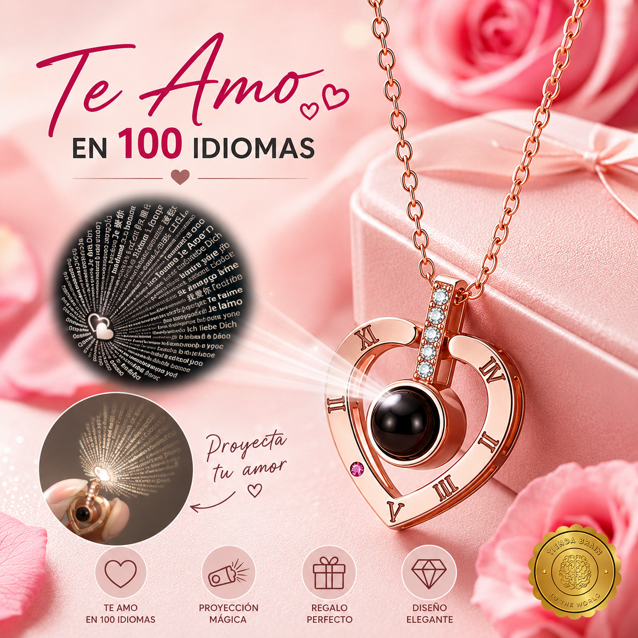 ❤️🌎 ReflectLove™ Collar Reflectante Te Amo 100 idiomas⭐⭐⭐⭐⭐