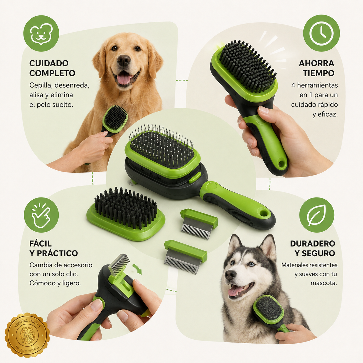 PawGroom™ 🐾🧼🖐️KIT DE CEPILLO PARA MASCOTAS 5 EN 1⭐⭐⭐⭐⭐