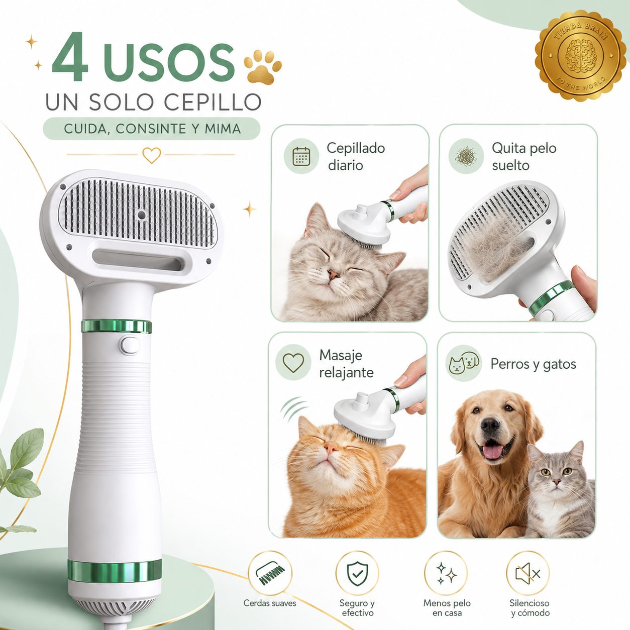 🐾💨 PetGroom™: Pack Mascota Cepillo + Secador ✨🛁⭐⭐⭐⭐⭐