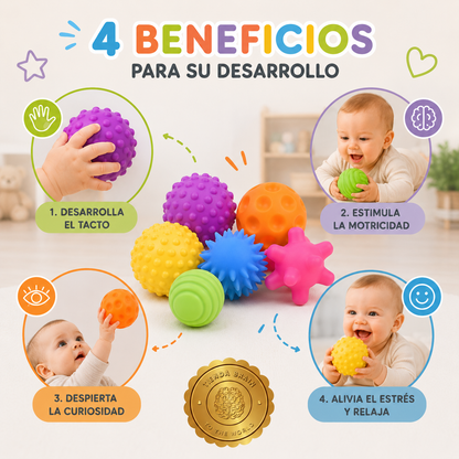 BabyStim™ 🌿🩵Set 6 Pelotas Sensoriales Para Bebes Est ⭐⭐⭐⭐⭐