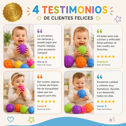 BabyStim™ 🌿🩵Set 6 Pelotas Sensoriales Para Bebes Est ⭐⭐⭐⭐⭐