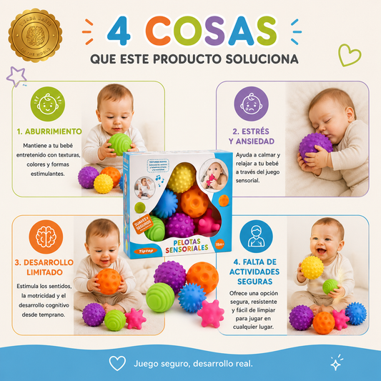 BabyStim™ 🌿🩵Set 6 Pelotas Sensoriales Para Bebes Est ⭐⭐⭐⭐⭐