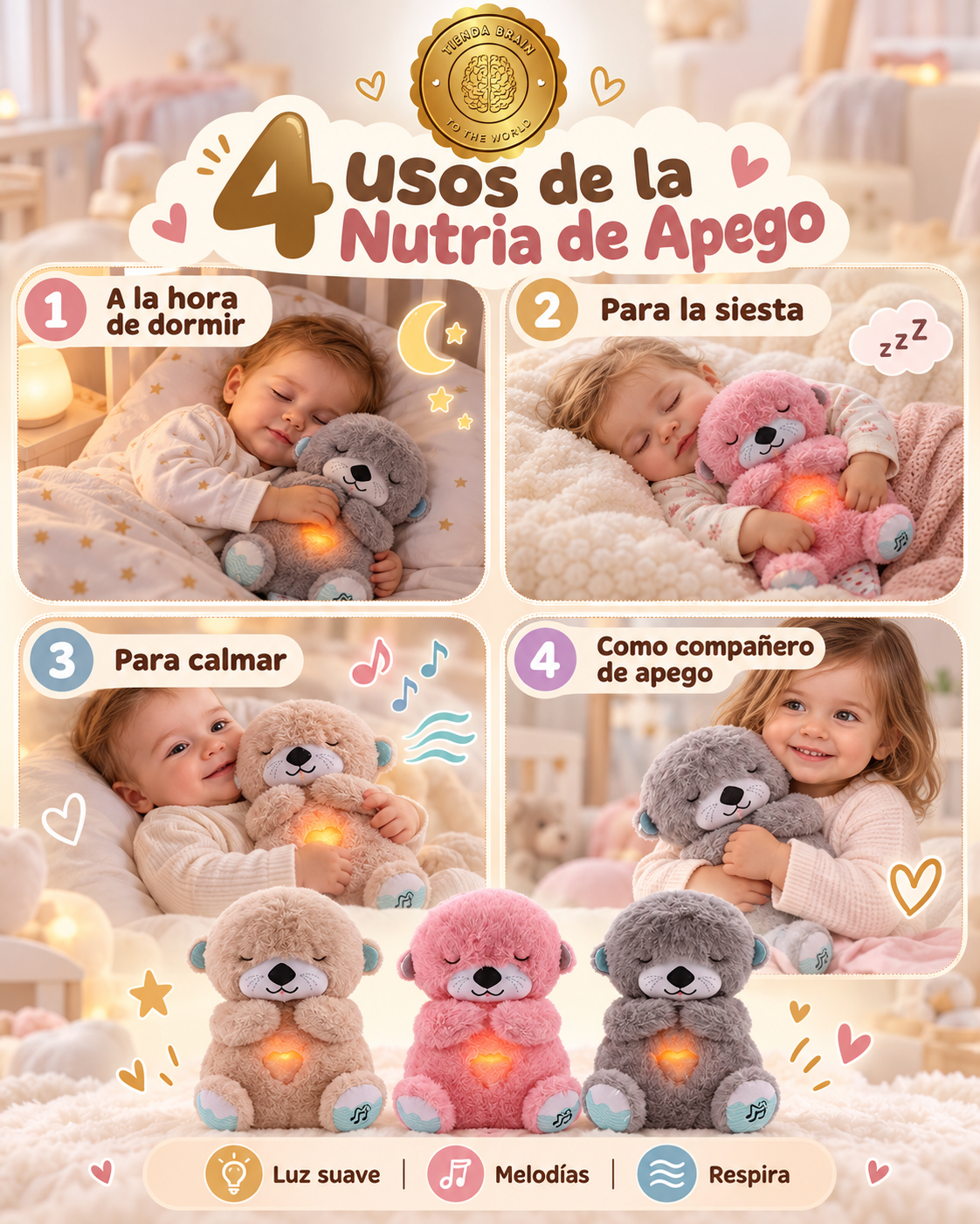 🦦💗 NutriaCalma™ – Peluche de Apego que Respira para Bebé 👶💤 ⭐⭐⭐⭐⭐
