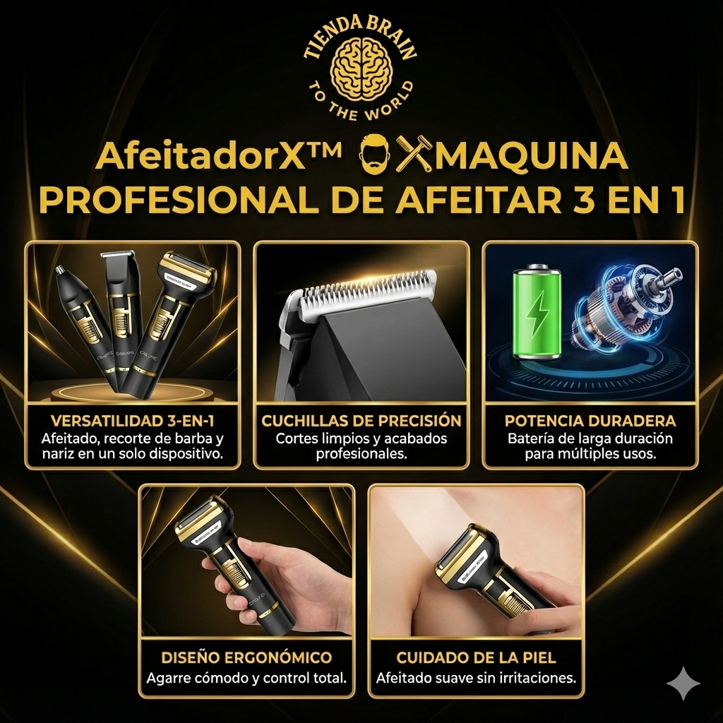 AfeitadorX™ 🧔🪒MAQUINA PROFESIONAL DE AFEITAR 3 EN 1 ⭐⭐⭐⭐⭐