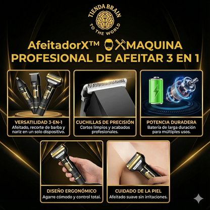 AfeitadorX™ 🧔🪒MAQUINA PROFESIONAL DE AFEITAR 3 EN 1 ⭐⭐⭐⭐⭐