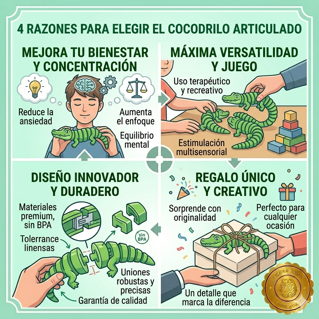 MindCroc™ 🧠🔥Cocodrilo Antiestrés Sensorial Fidget ⭐⭐⭐⭐⭐