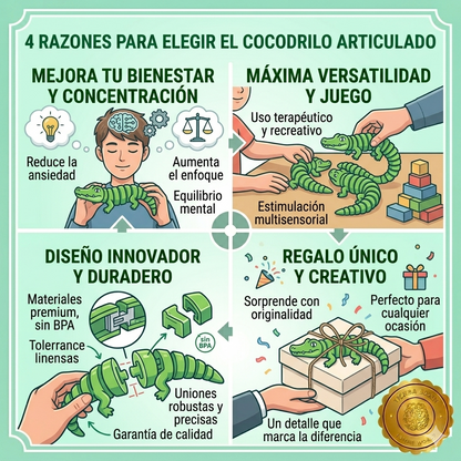 MindCroc™ 🧠🔥Cocodrilo Antiestrés Sensorial Fidget ⭐⭐⭐⭐⭐