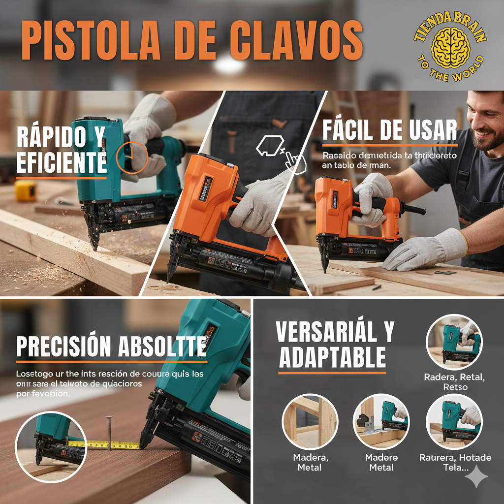 NailForce™ 🔫🔩PISTOLA DE CLAVOS + 200 CLAVOS ⭐⭐⭐⭐⭐